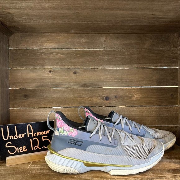 Mens Under Armour Curry 7 Floral Chinese New Year Sneakers Shoes Size 12.5 D GUC - Picture 1 of 7